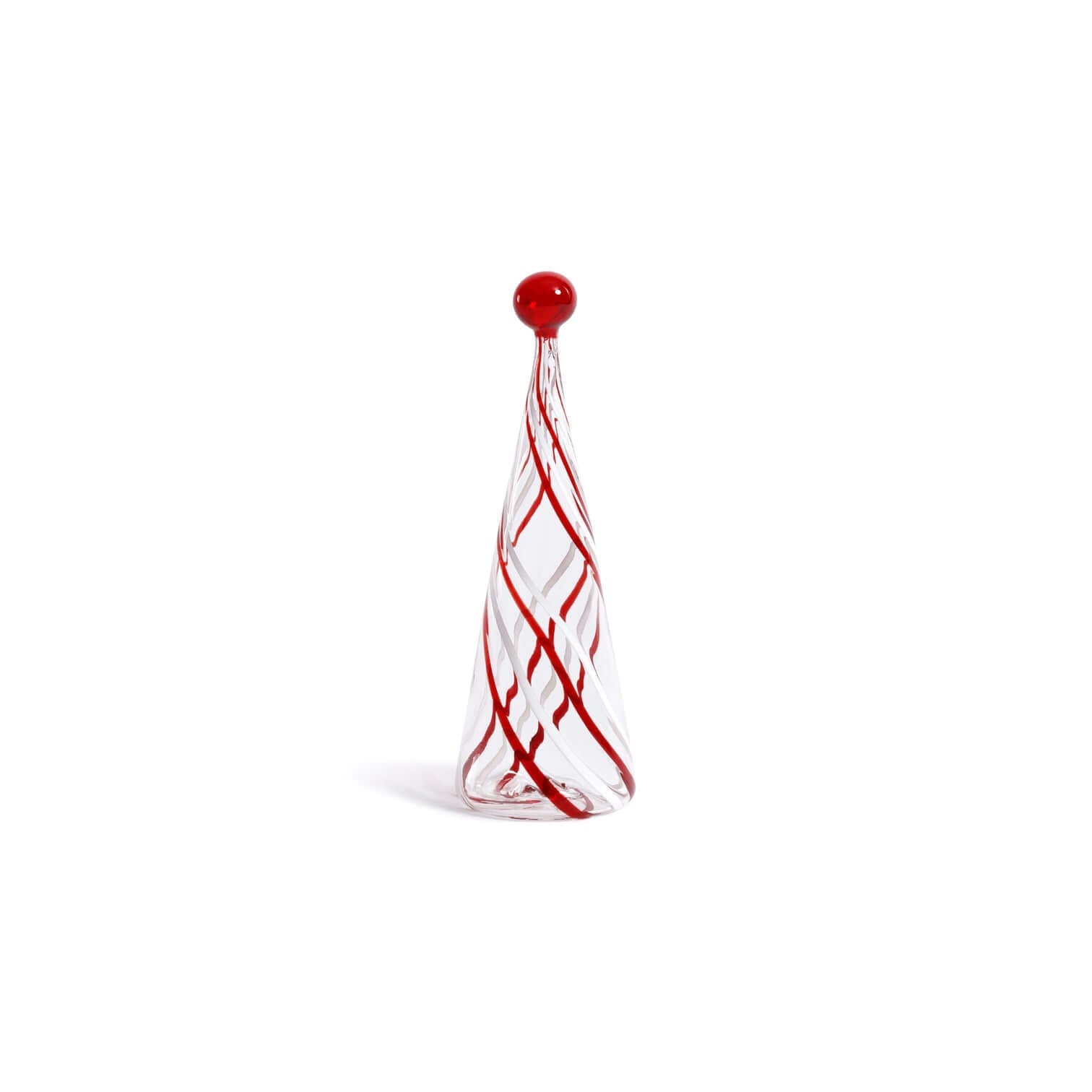 Glass Tree - Red & White Swirl Design - Holiday Decor by Carlyle Avenue