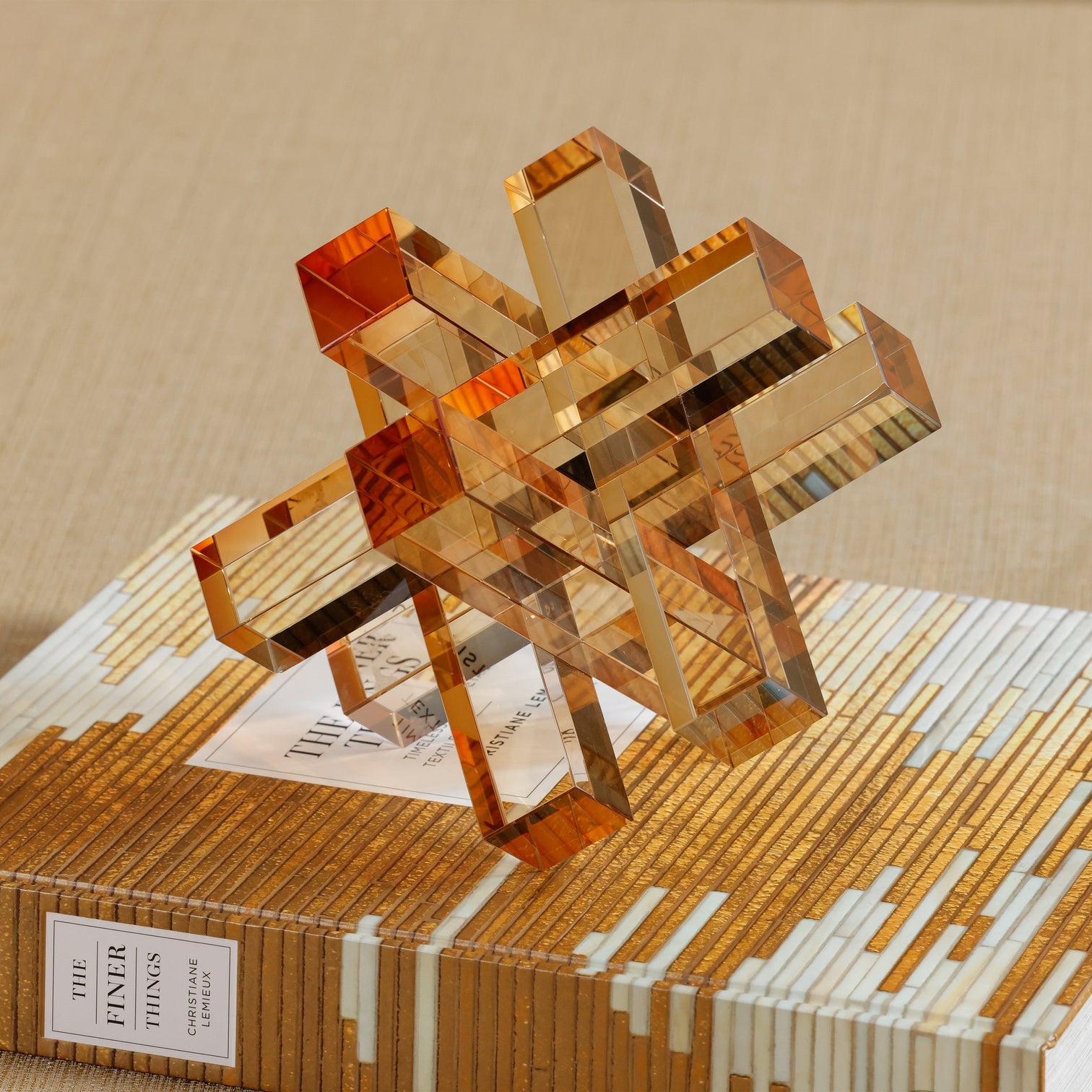Crystal Glass Interlocking Bookends - Thumbnail 4