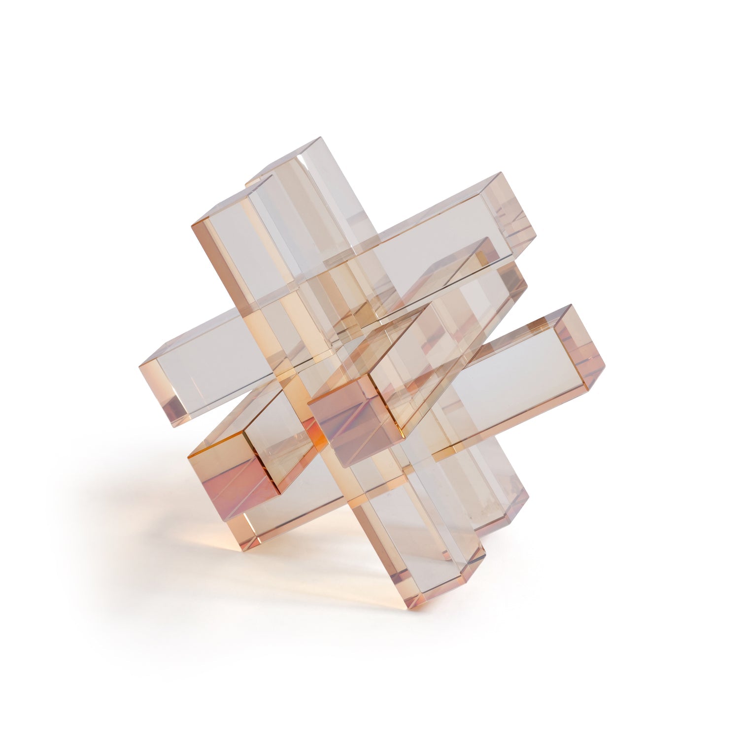 Crystal Glass Interlocking Bookends - Light Amber - Bookends by Carlyle Avenue