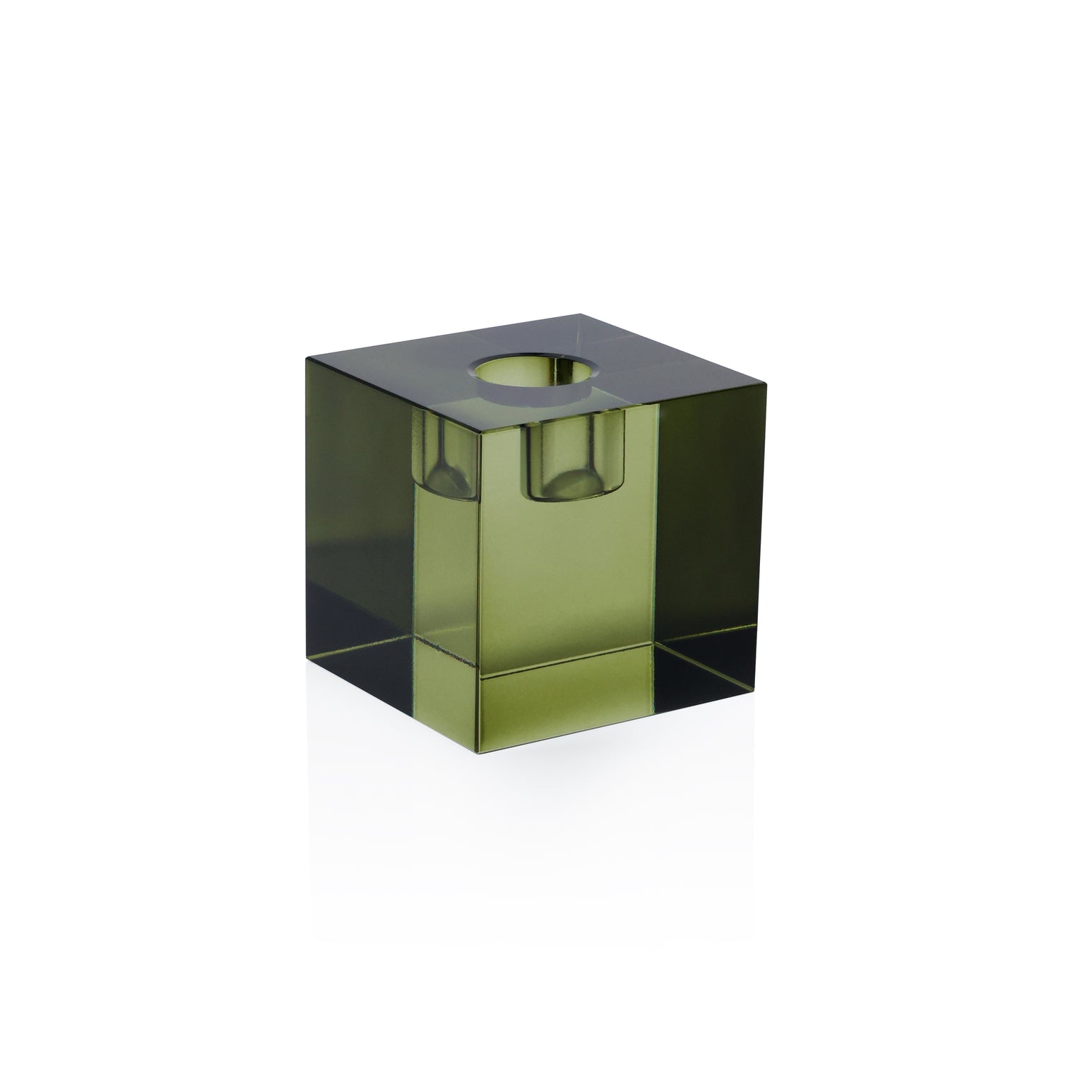Crystal Glass Taper Holder - Green