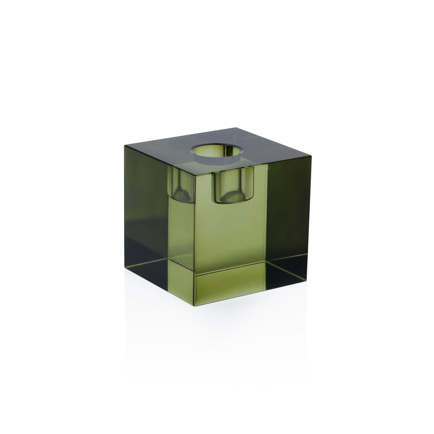Crystal Glass Taper Holder - Green - Candle Holders by Carlyle Avenue