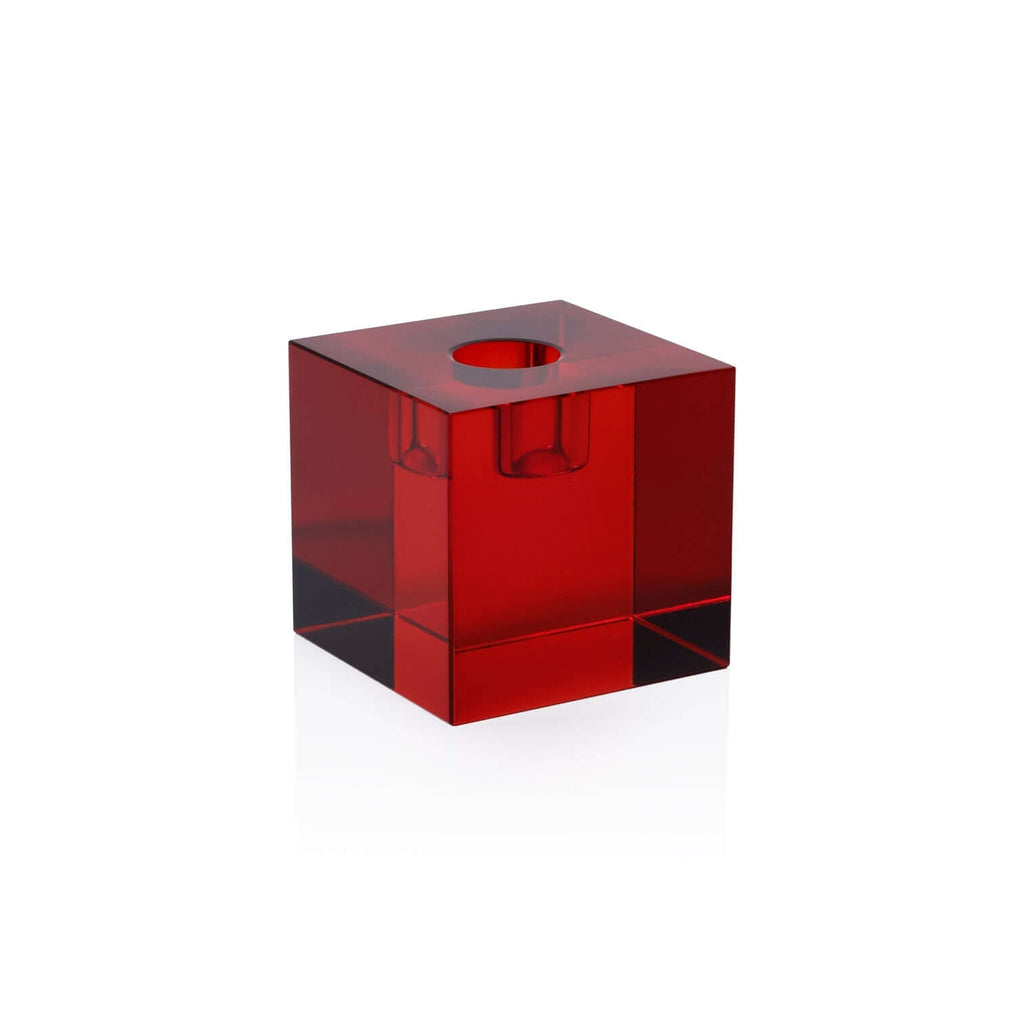 Crystal Glass Taper Holder - Red - Candle Holders by Carlyle Avenue