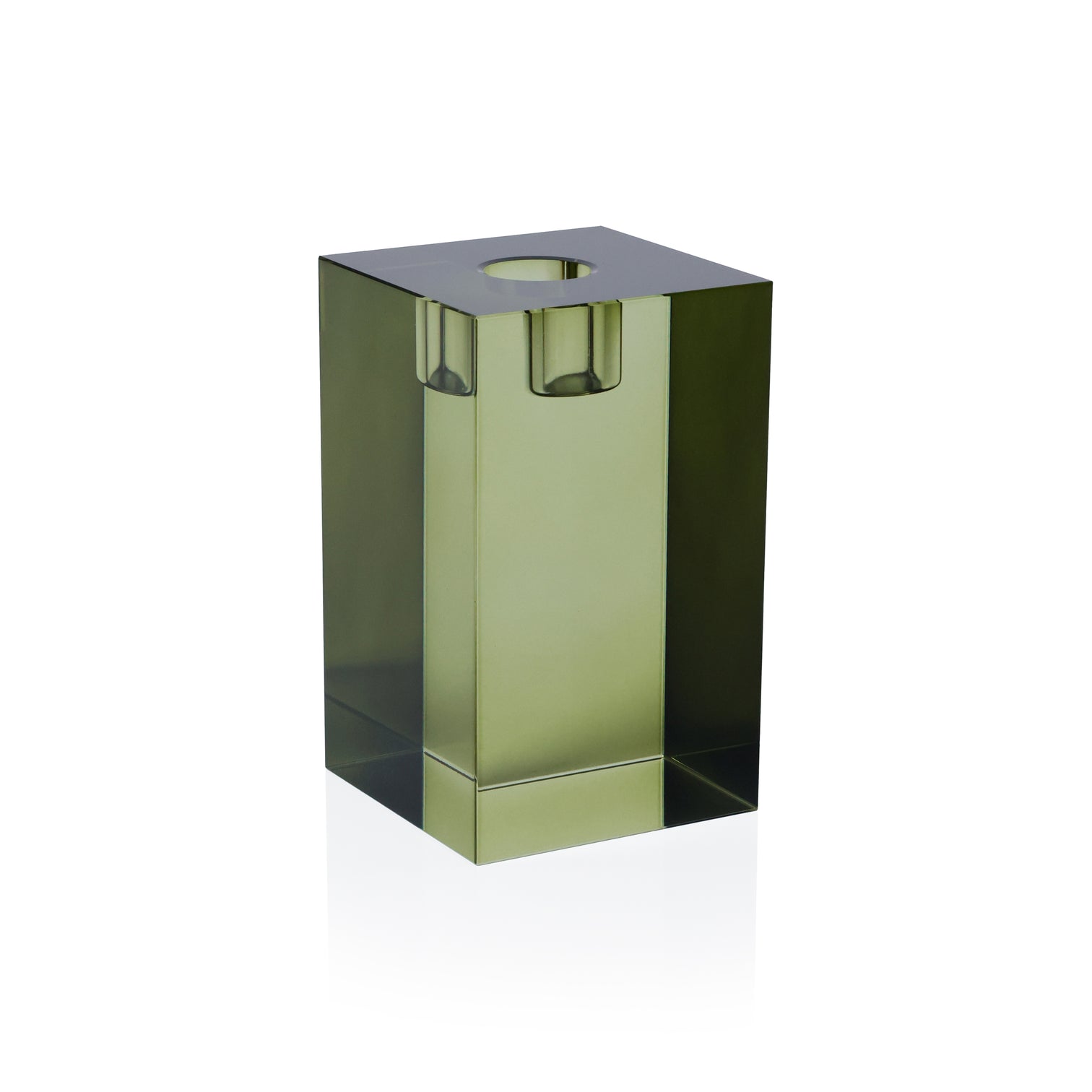 Crystal Glass Taper Holder - Green - Thumbnail 3