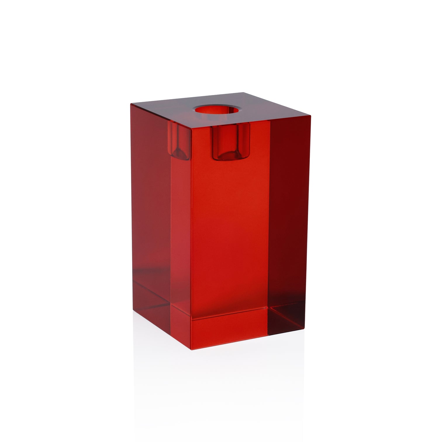 Crystal Glass Taper Holder - Red - Thumbnail 4