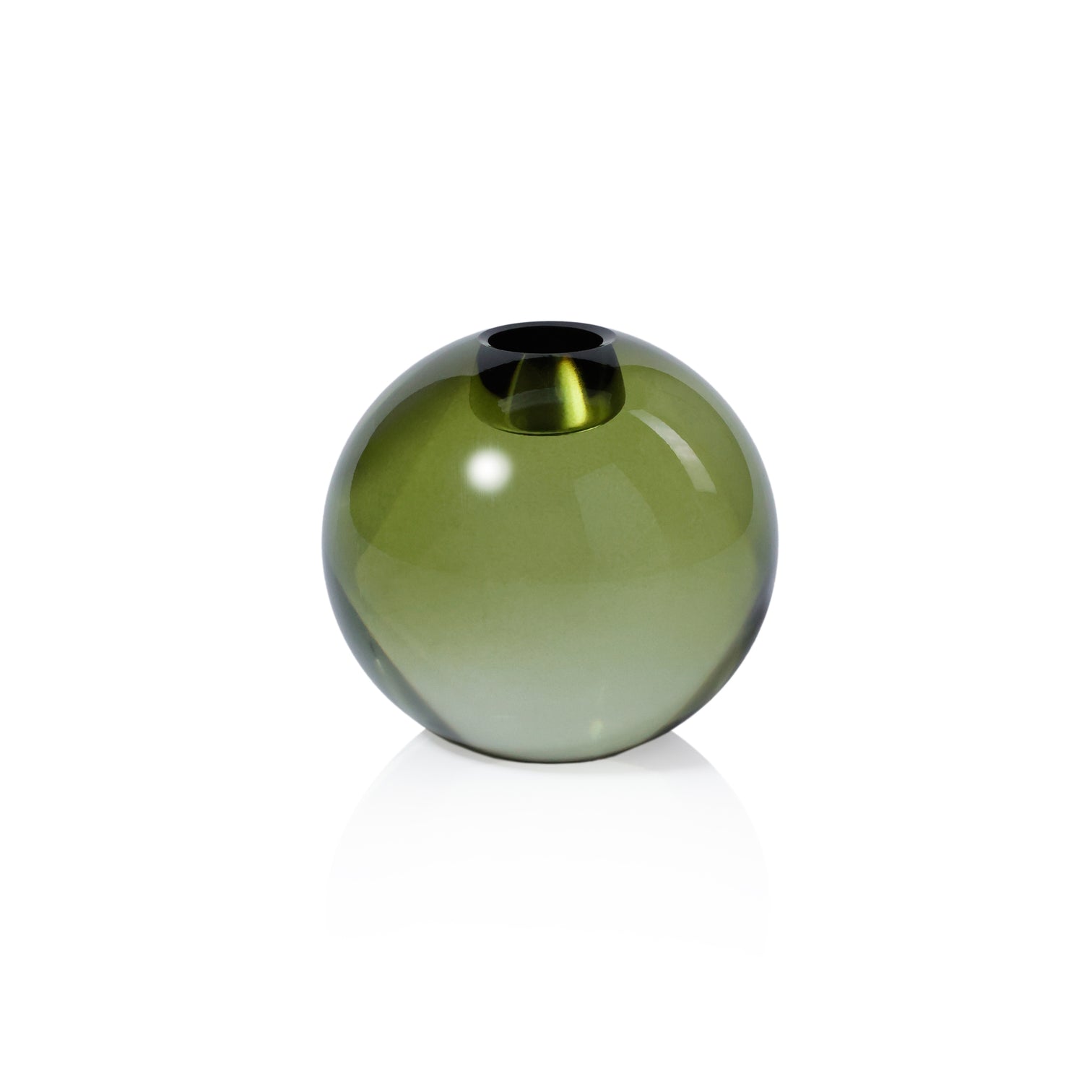 Crystal Glass Taper Holder - Green - Thumbnail 4