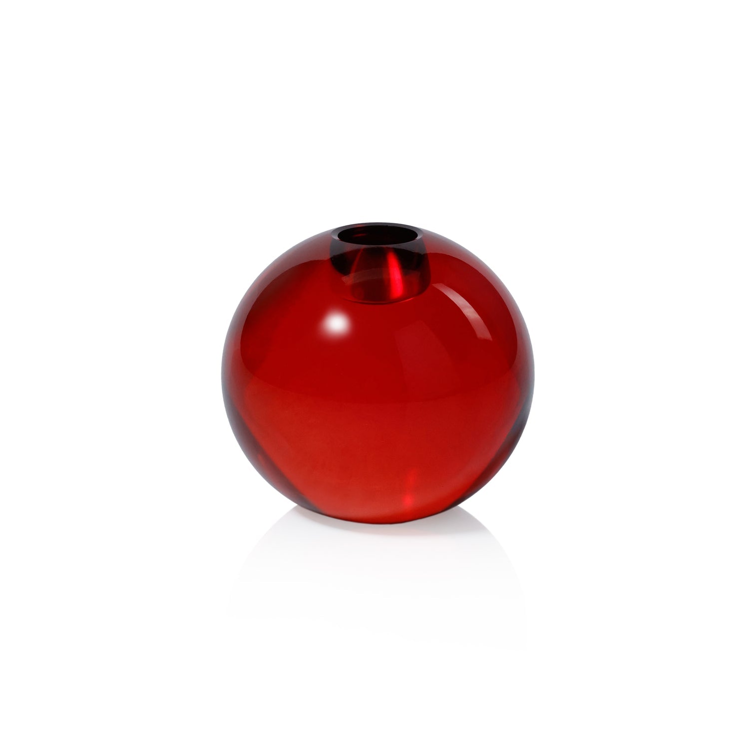 Crystal Glass Taper Holder - Red - Thumbnail 2