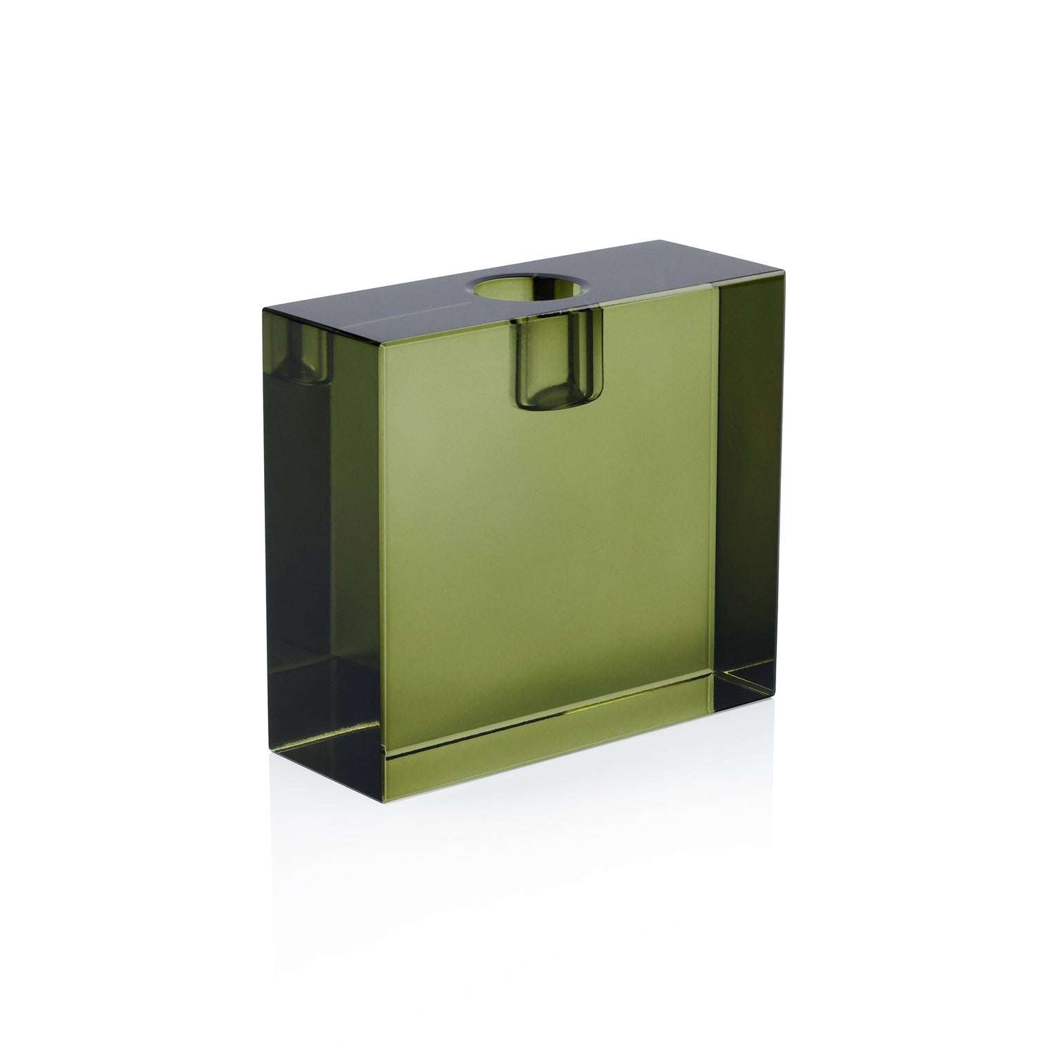 Crystal Glass Taper Holder - Green - Thumbnail 2