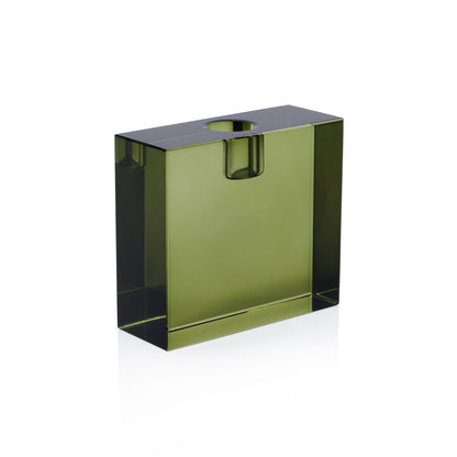 Crystal Glass Taper Holder - Green - Candle Holders by Carlyle Avenue