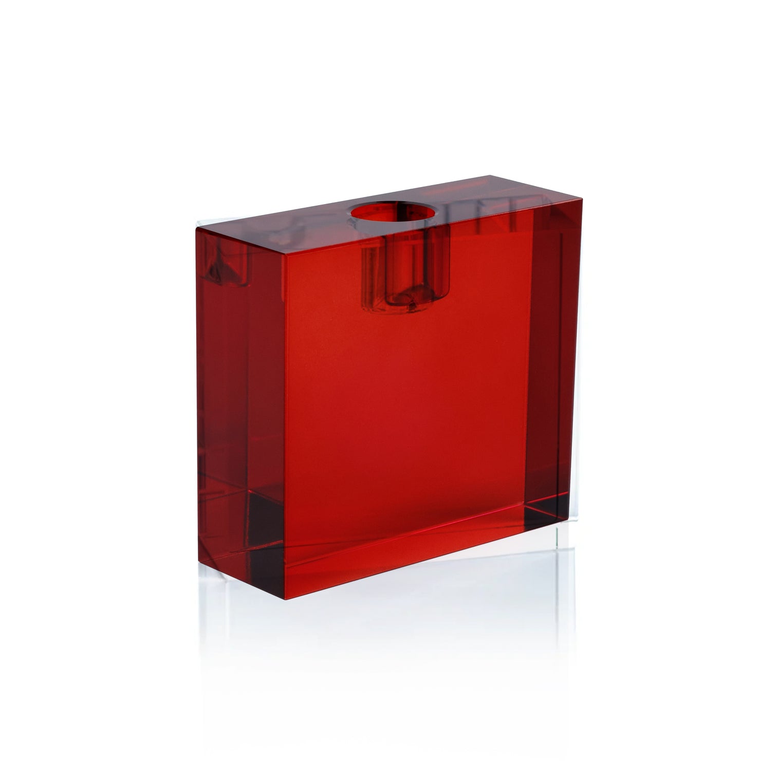 Crystal Glass Taper Holder - Red