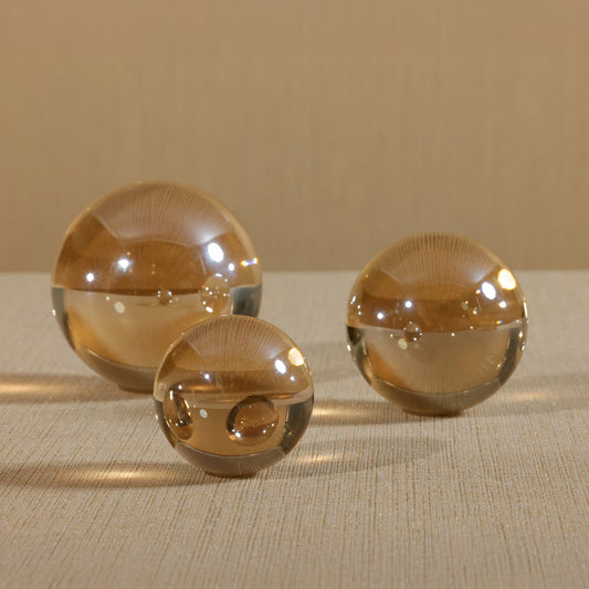 Crystal Glass Ball - Amber - Decorative Accessories by Carlyle Avenue