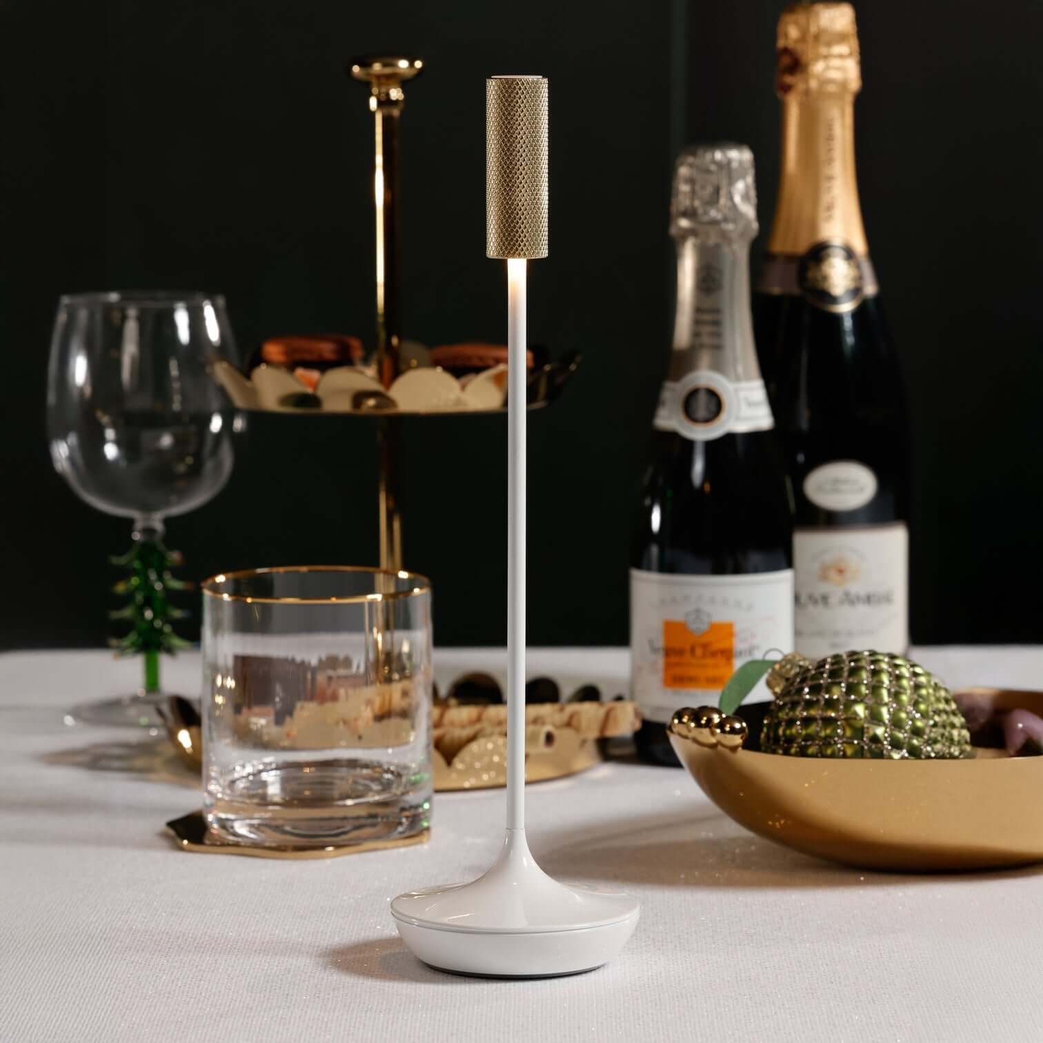 SLEEK Rechargeable Table Light - White with Gold - CARLYLE AVENUE