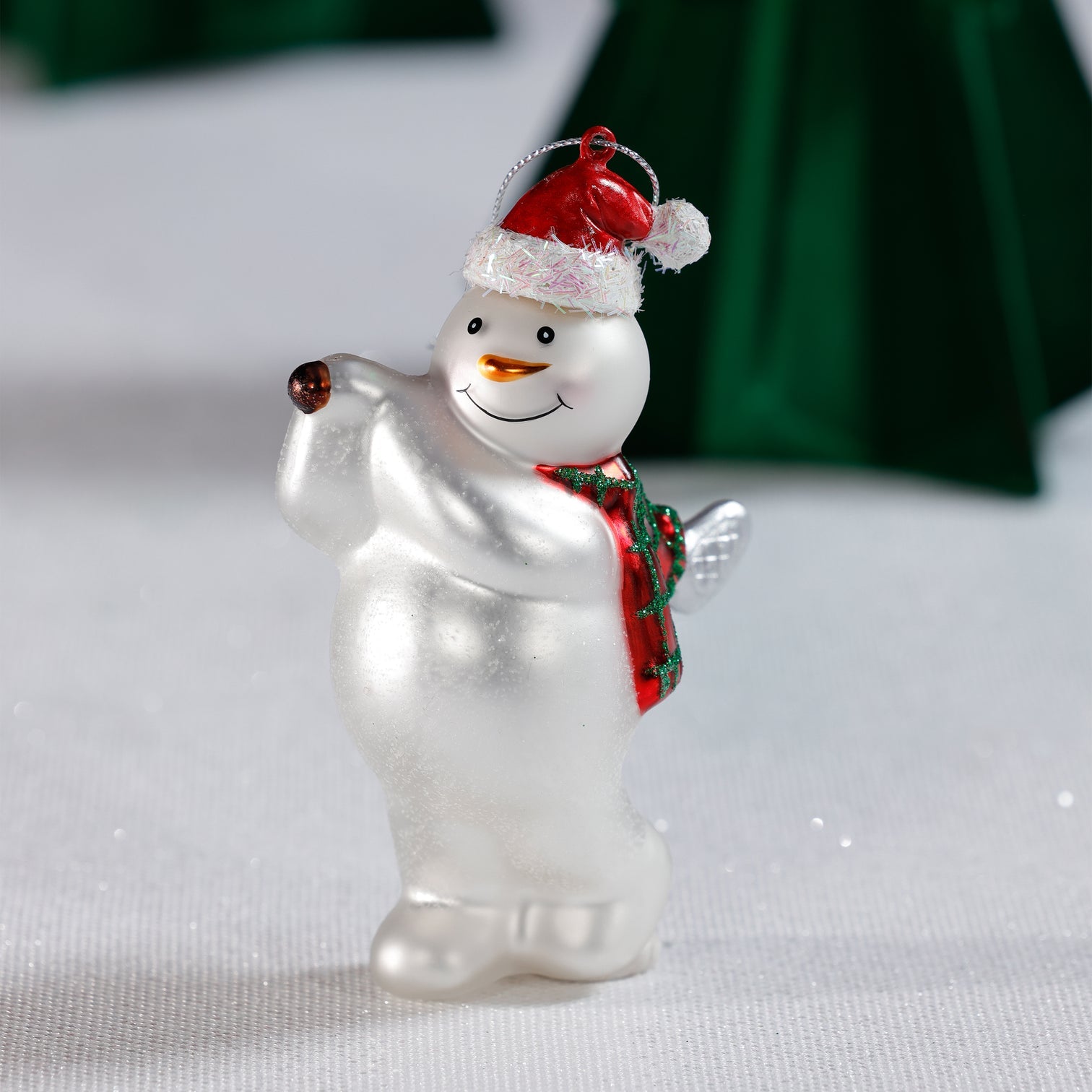 Glass Snowman Playing Golf Ornament - Thumbnail 2