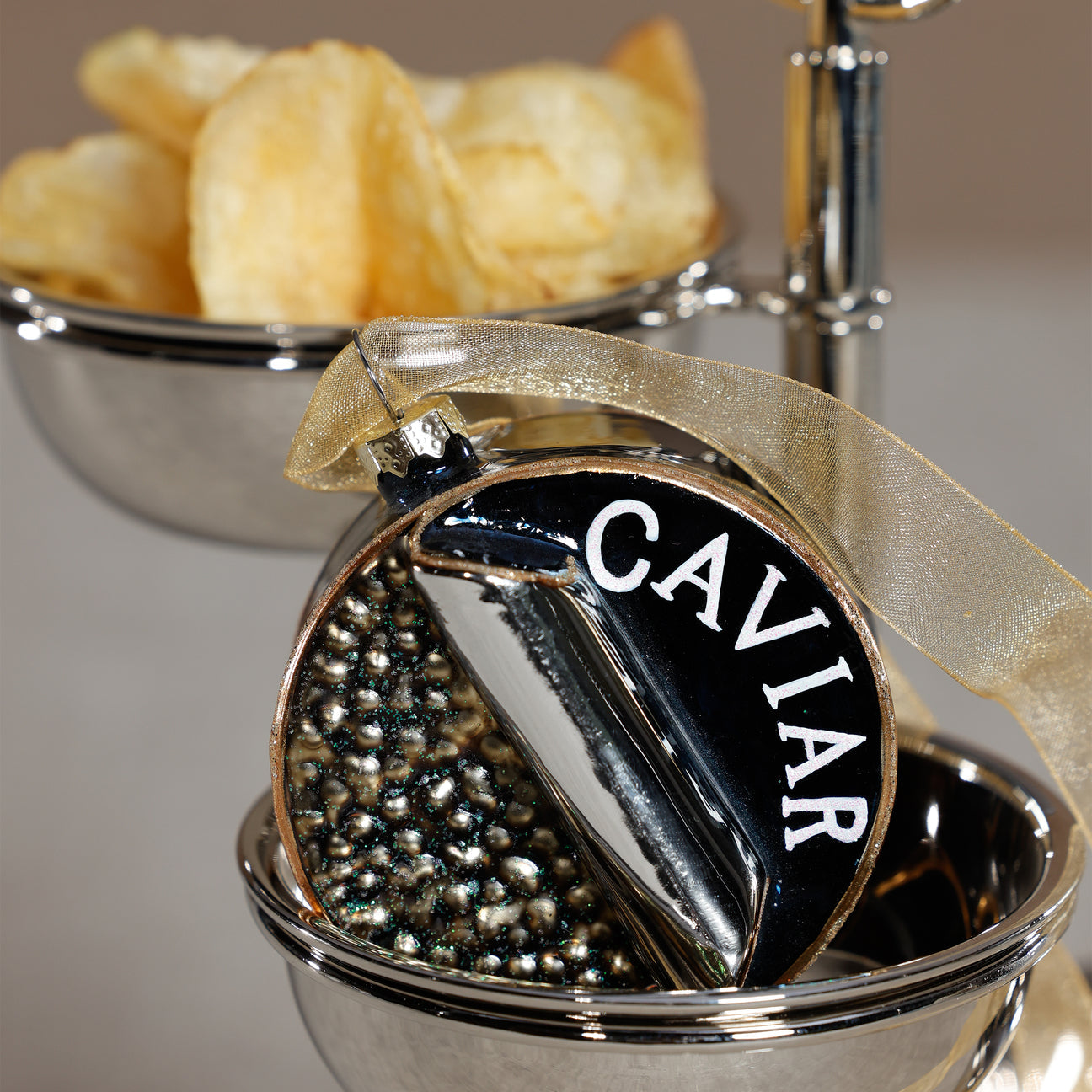 Glass Caviar Box Ornament