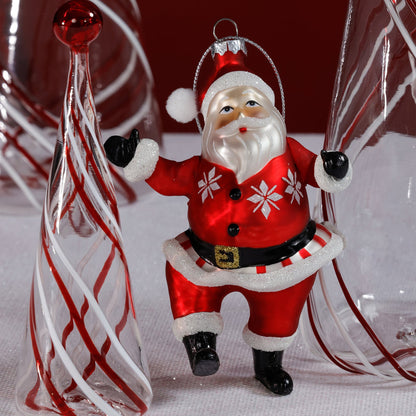 Glass Dancing Santa Ornament
