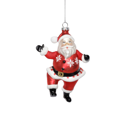 Glass Dancing Santa Ornament