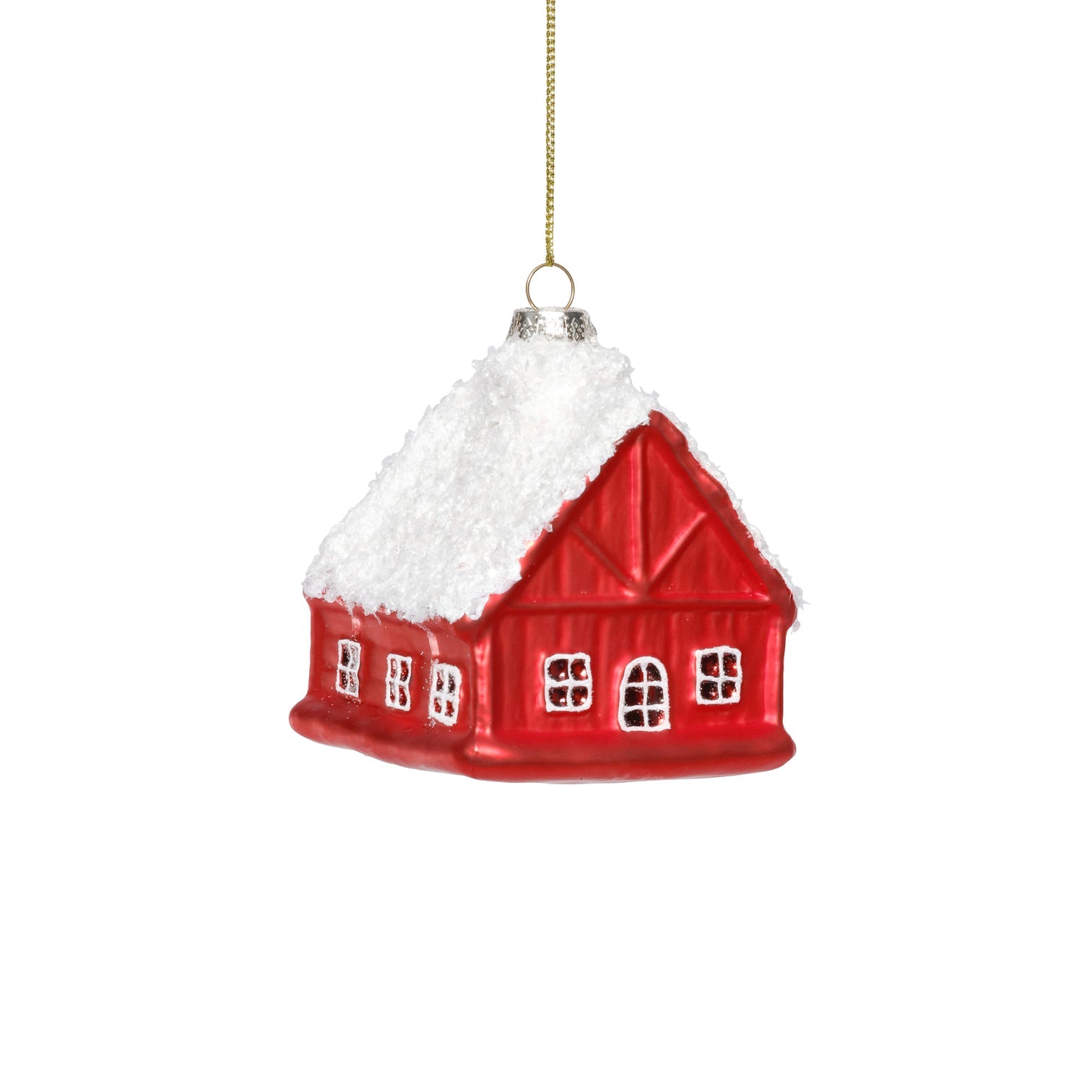 Red House with White Roof Ornament