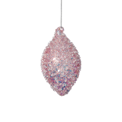 Beaded Teardrop Glass Ornament - Pink - Set of 6 - CARLYLE AVENUE