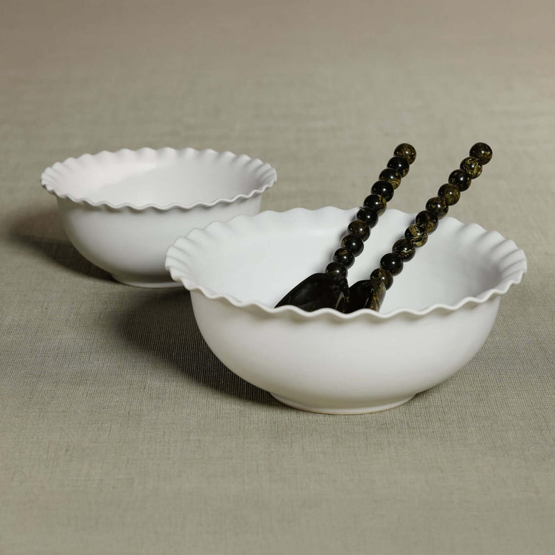 Montecito Ruffled Rim Bowl - White