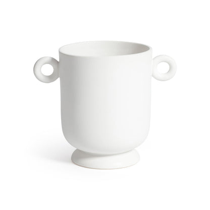 White Ceramic Planter / Vase with Loop Handles