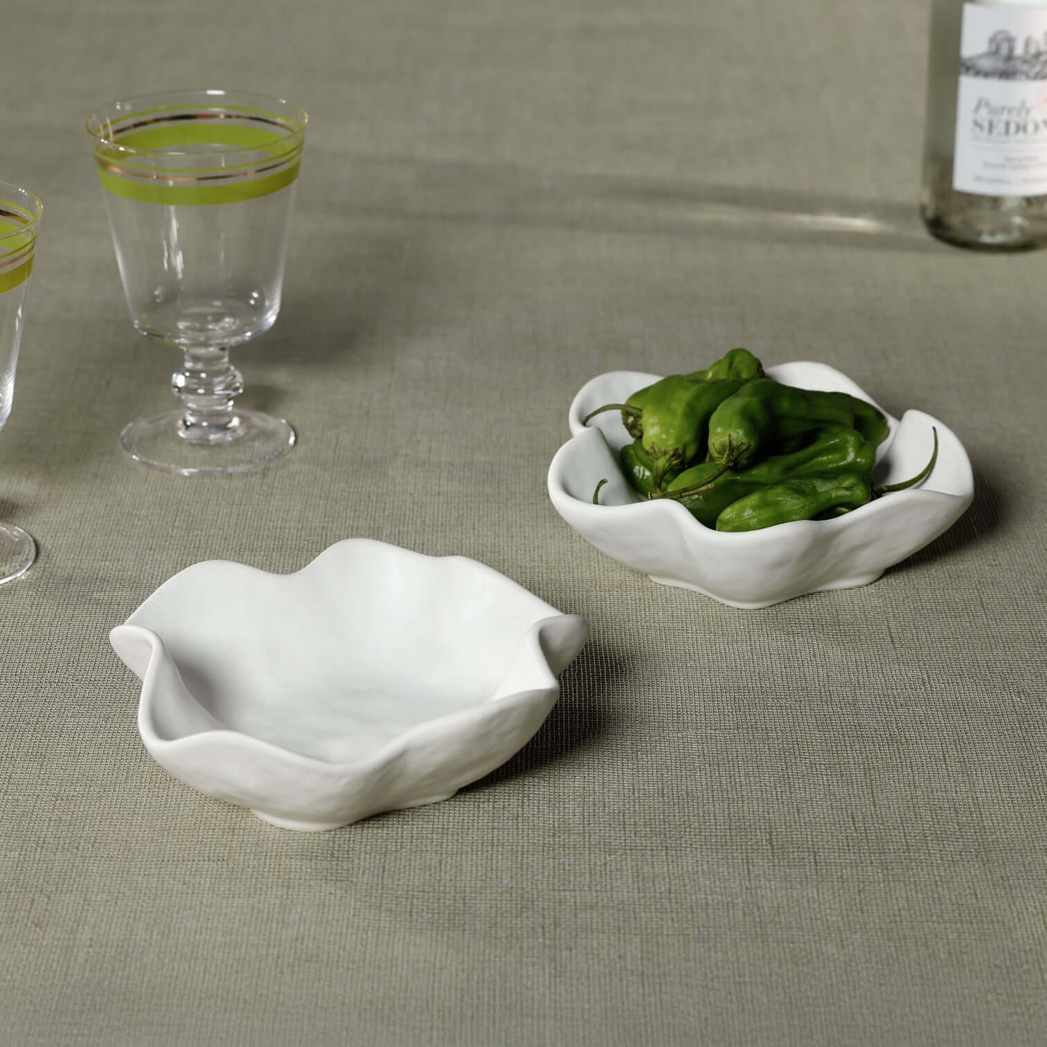 Alfresco Round Wavy Ceramic Bowl - Set of 4