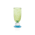 Antibes Mimosa / Bellini Glass, Set of 4, mouth-blown with air bubbles, green color, whimsical stacked disc pedestal.