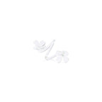 Four Botanica Glass Flower Napkin Rings - Boxed (Set of 4) with clear petals and whimsical design on a white background.