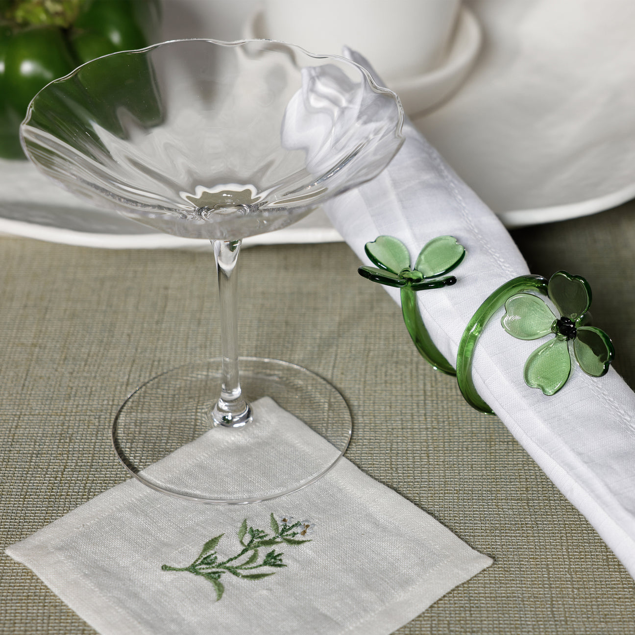 Four Botanica Glass Flower Napkin Rings - Boxed (Set of 3)