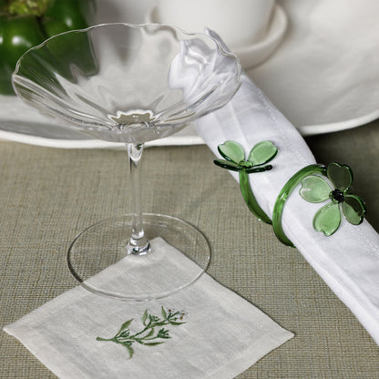 Four Botanica Glass Flower Napkin Rings - Boxed (Set of 3)