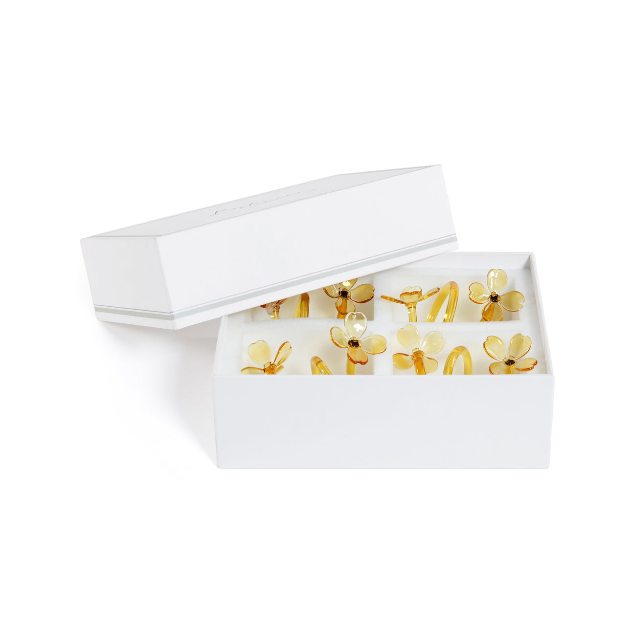 Four Botanica Glass Flower Napkin Rings - Boxed (Set of 3)