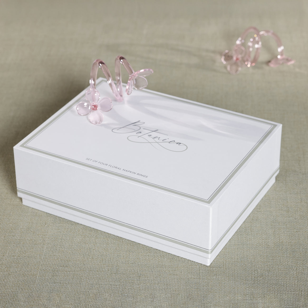 Four Botanica Glass Flower Napkin Rings - Boxed (Set of 3)