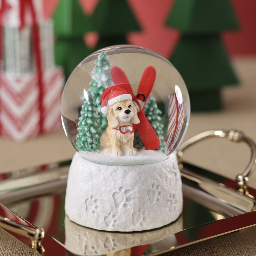 Mountain Dog Snow Globe, Red Skis