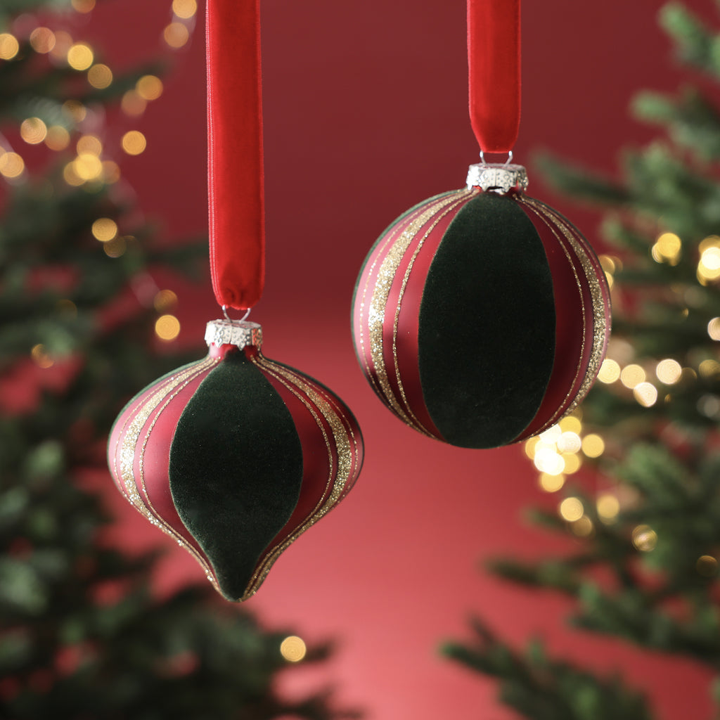 Glass Ball Ornament with Felt & Gold Glitter