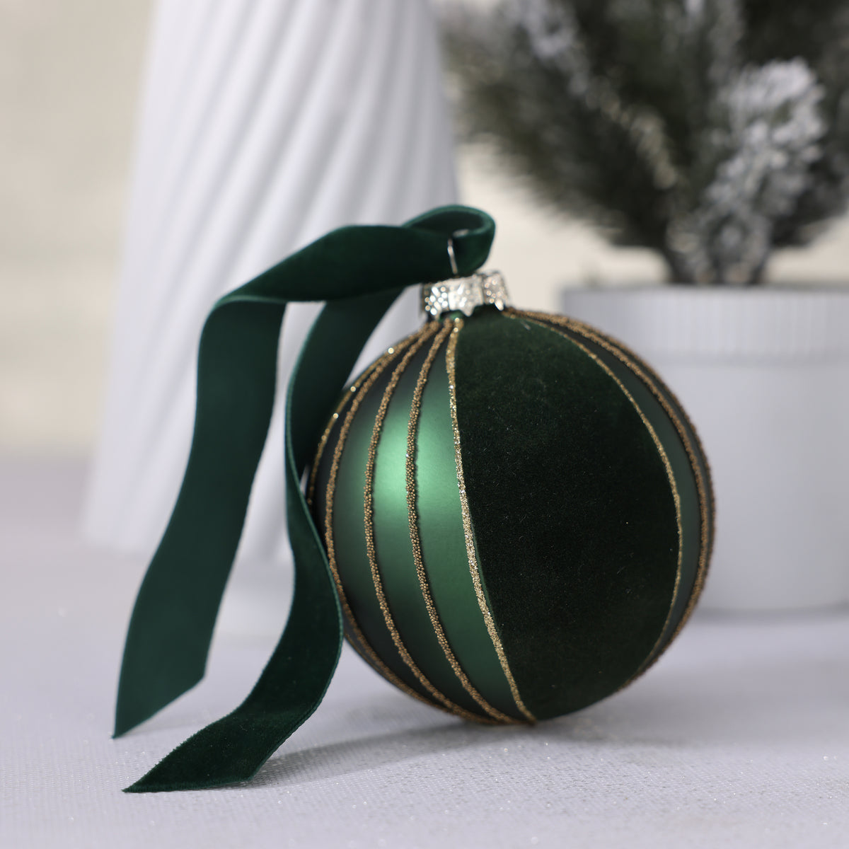 Glass Ball Ornament with Felt & Gold Glitter