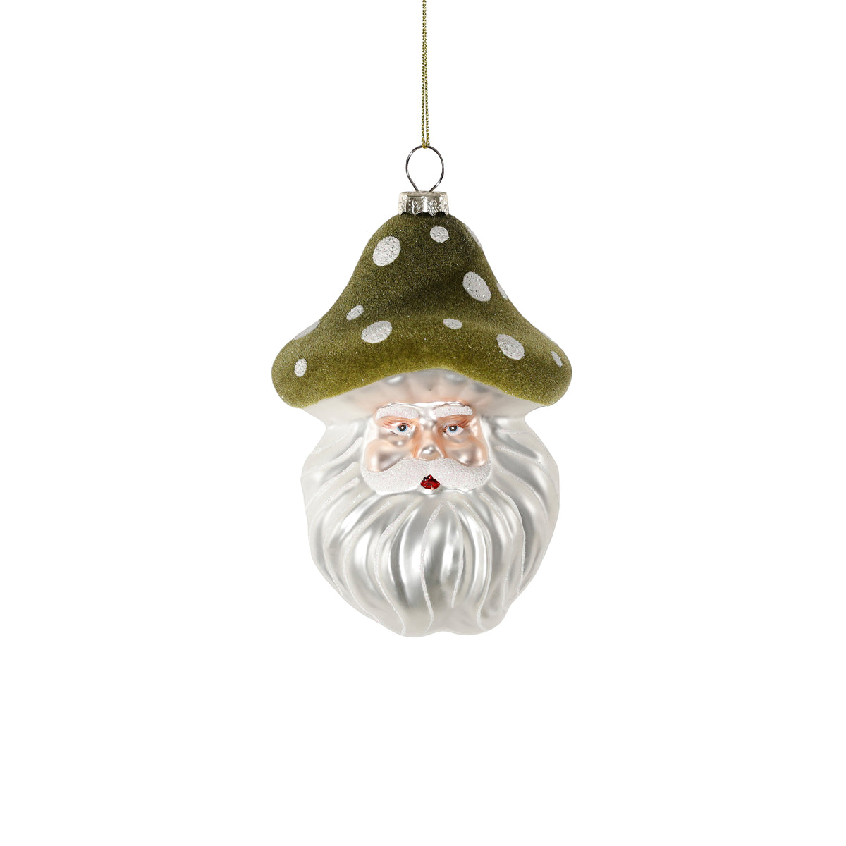 Glass Santa Claus with Mushroom Hat Ornament