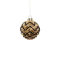 Gold & Black Zigzag Design Glass Ball Ornament