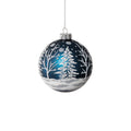 Glass Ball Ornament with White Tree Design