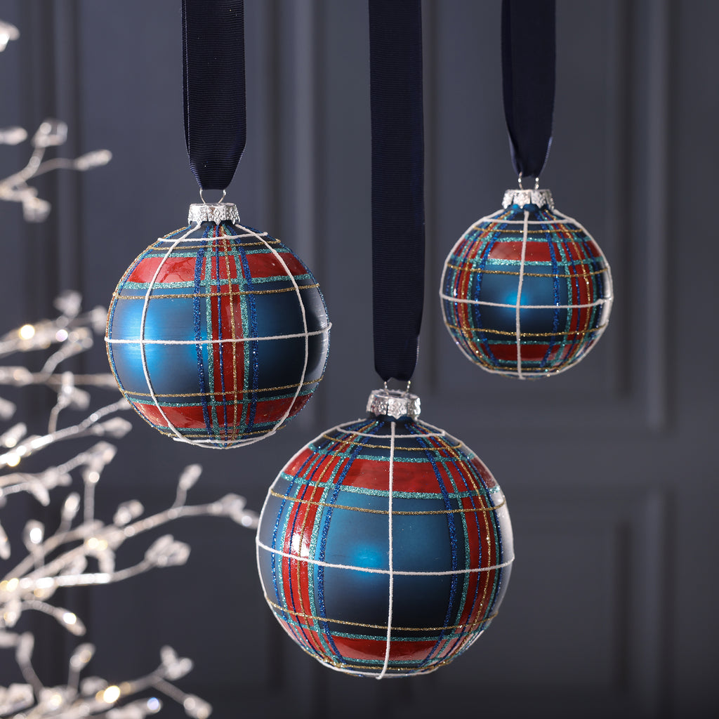 Plaid Design Glass Ball Ornament