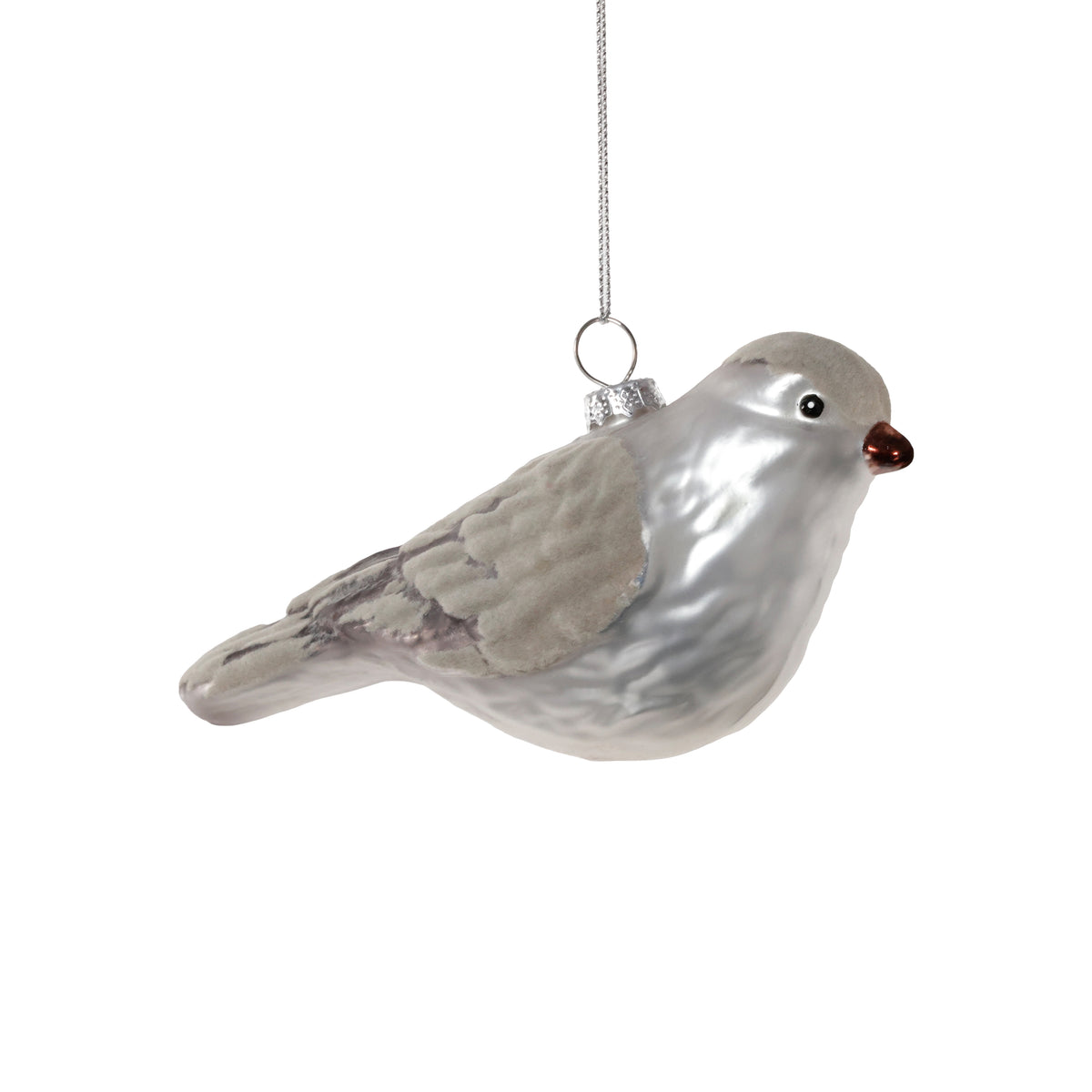 Silver & Gray Glass Bird Ornament