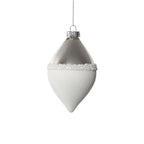 Silver and White Glass Ornament, Teardrop