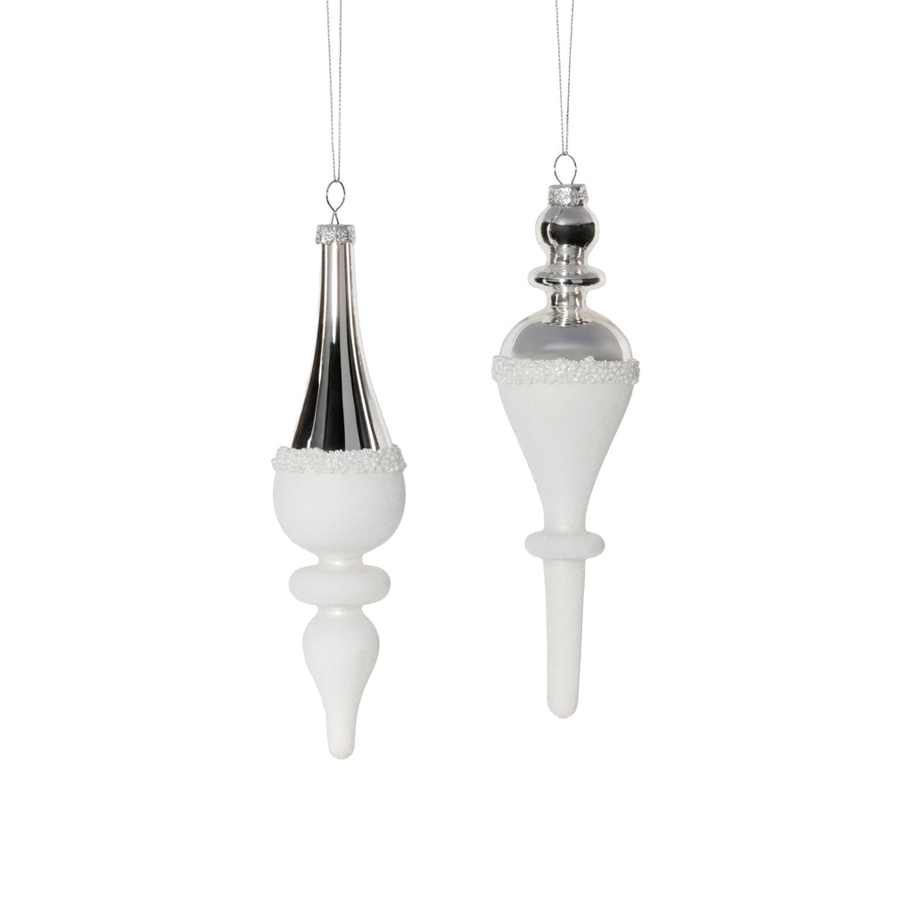 Silver and White Glass Ornament, Finial