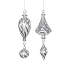 Silver and White Glass Ornament, Silver Trimmed