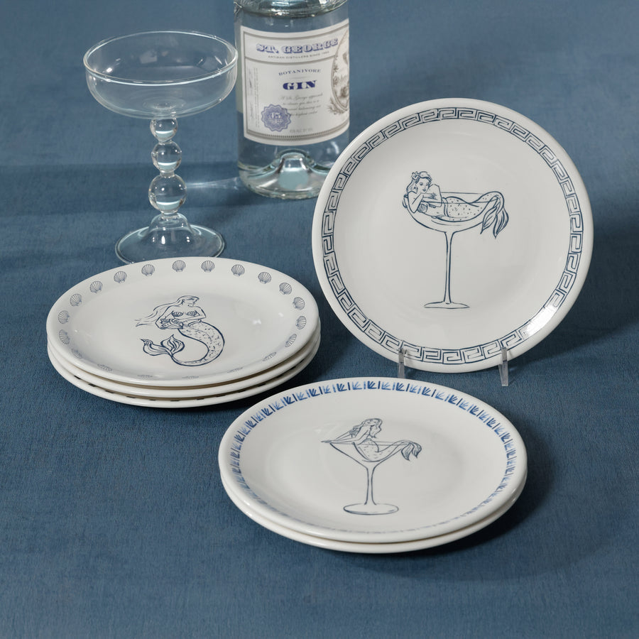 The Salty Mermaid Bar / Appetizer Plates - Set of 6 Assorted