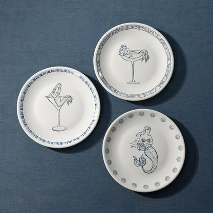 The Salty Mermaid Bar / Appetizer Plates - Set of 6 Assorted