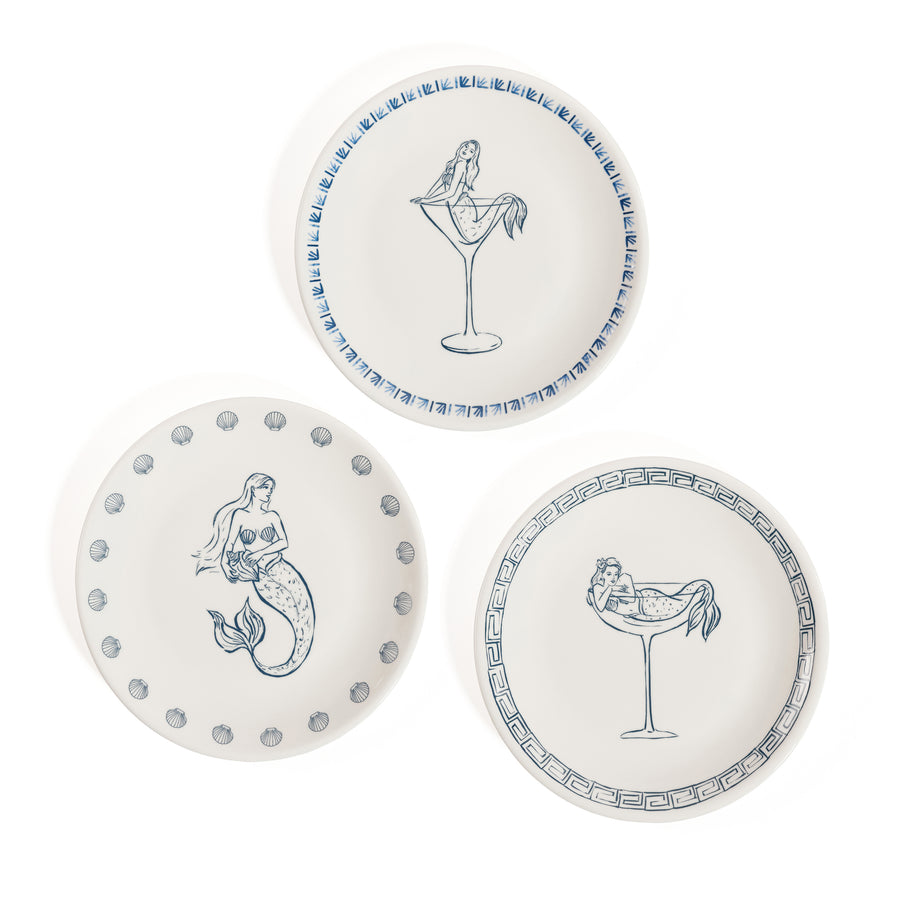The Salty Mermaid Bar / Appetizer Plates - Set of 6 Assorted