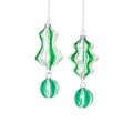 Artisan Blown Glass Ornament - 2 Assorted Designs - Clear Green & White