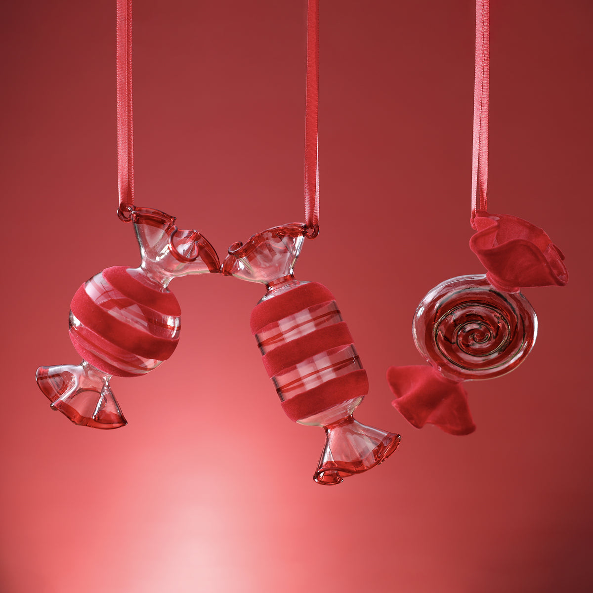Wrapped Candy Glass Ornament - 3 Assorted Pieces
