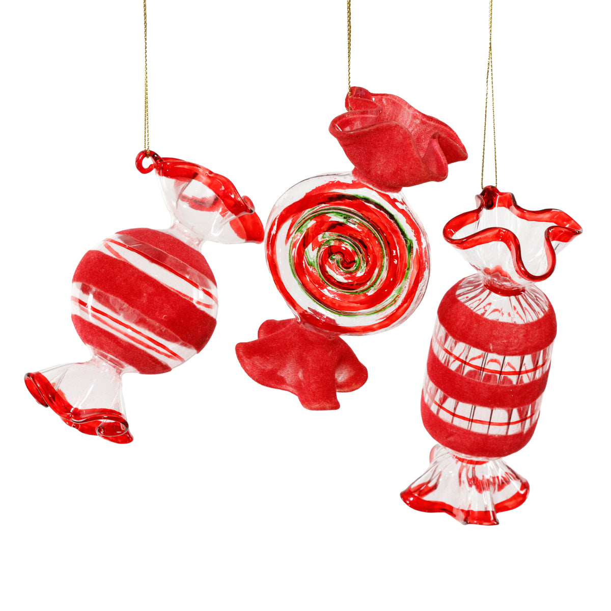 Wrapped Candy Glass Ornament - 3 Assorted Pieces