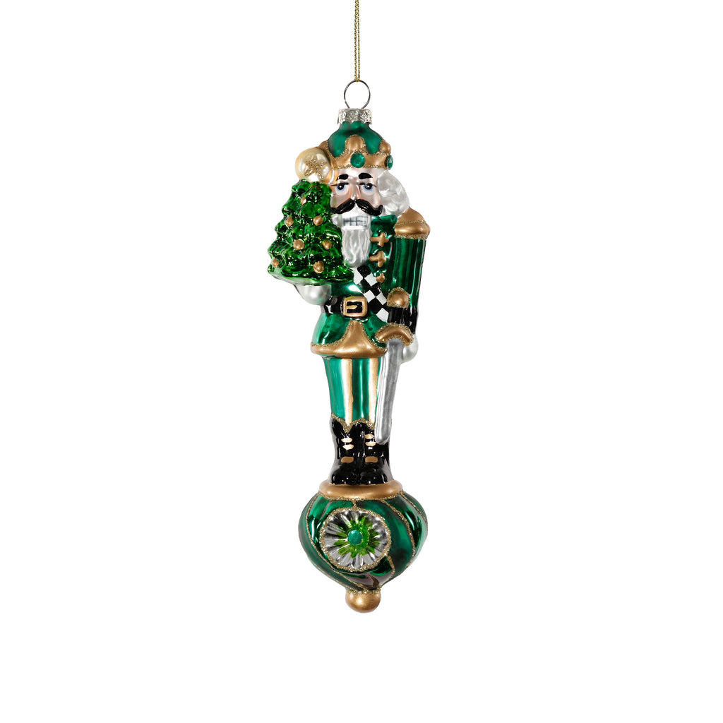 Holiday Soldier Holding Tree Glass Ornament