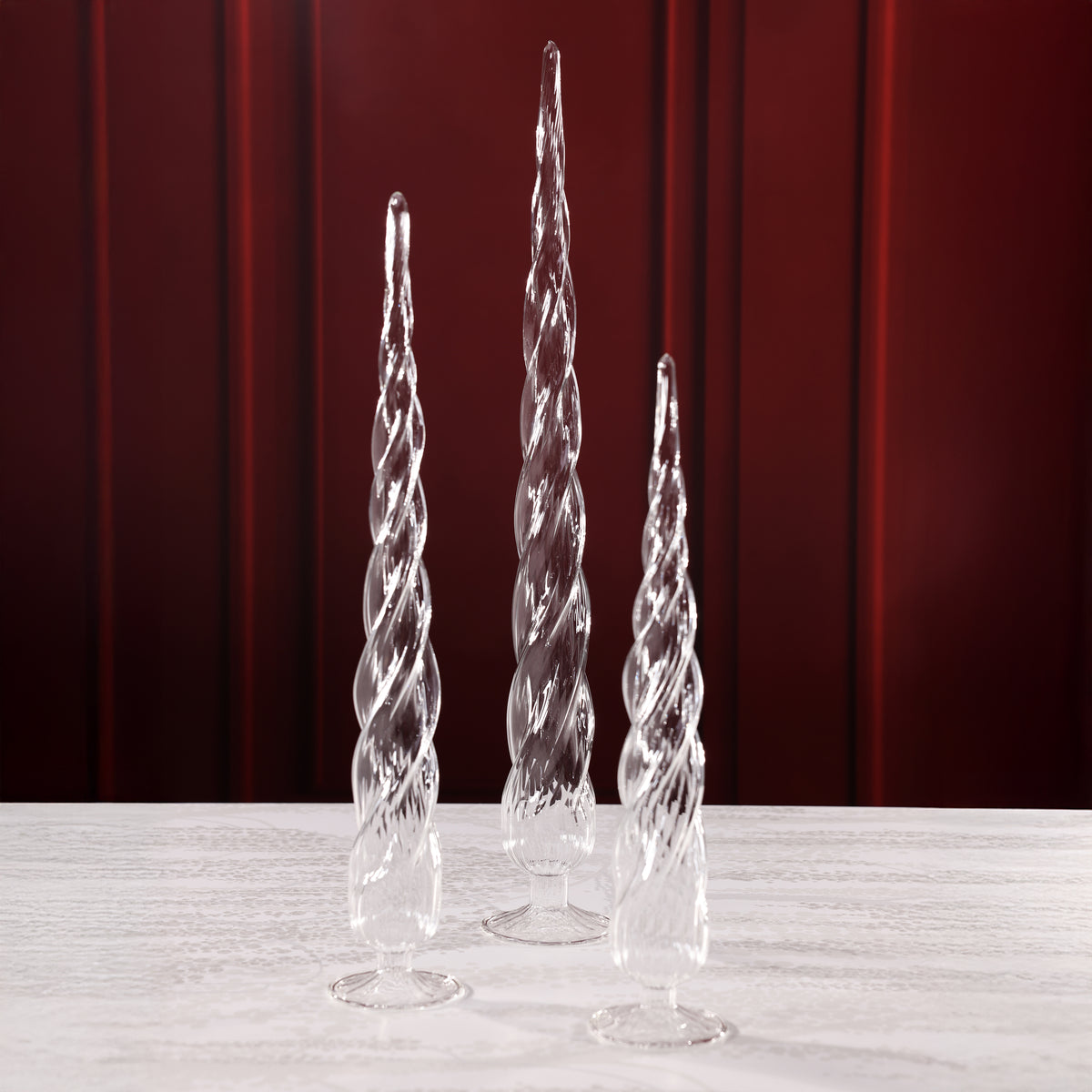 Twisted Glass Decorative Trees - 3 Assorted Sizes