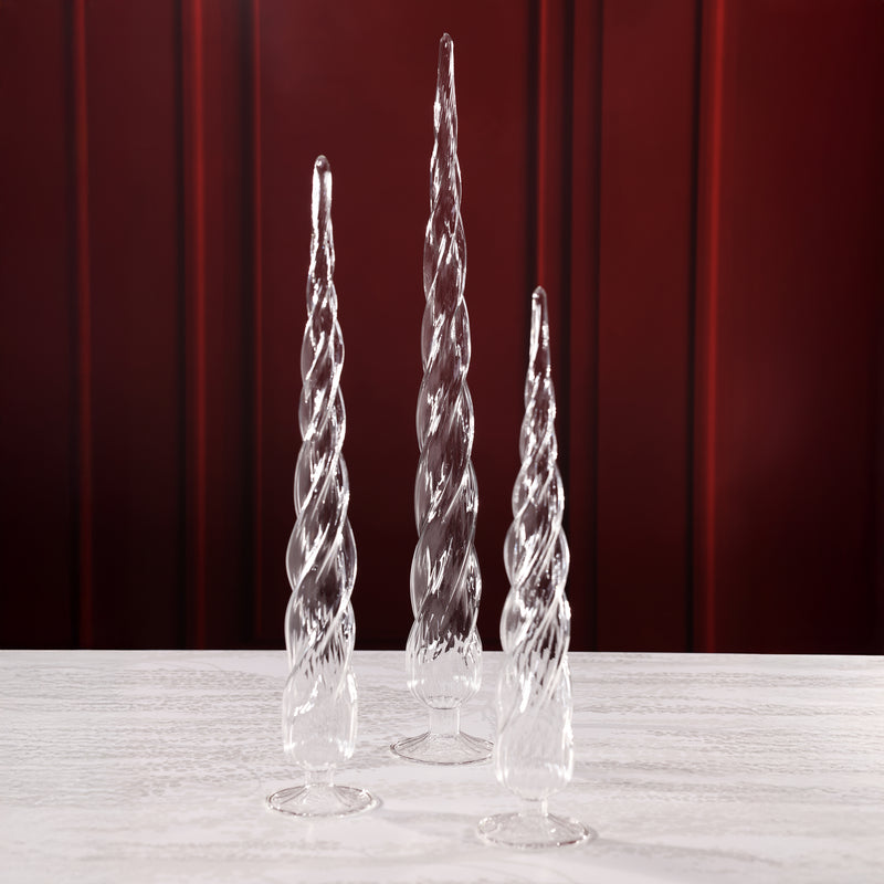 Twisted Glass Decorative Trees - 3 Assorted Sizes